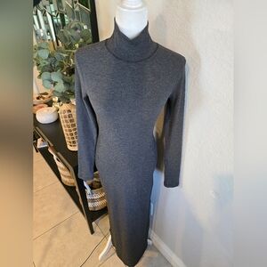 lululemon athletica Kitsilano Turtleneck Charcoal Long Sleeve Rib Maxi Dress 4